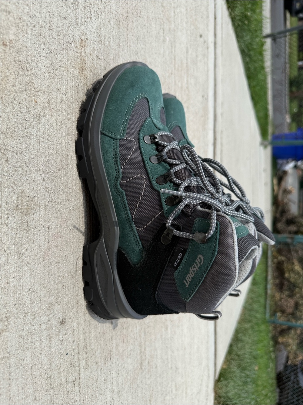 Green and Gray Hiking Boots - Outdoor Trail Shoes